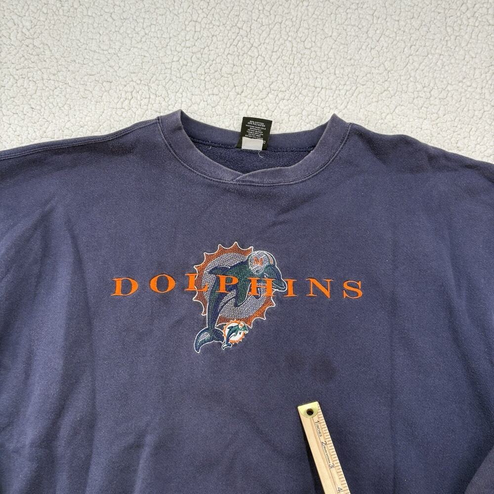 Vintage MIAMI DOLPHINS Starter Embroidered Sweatshirt Size XXL V Neck Spellout - Picture 4 of 8